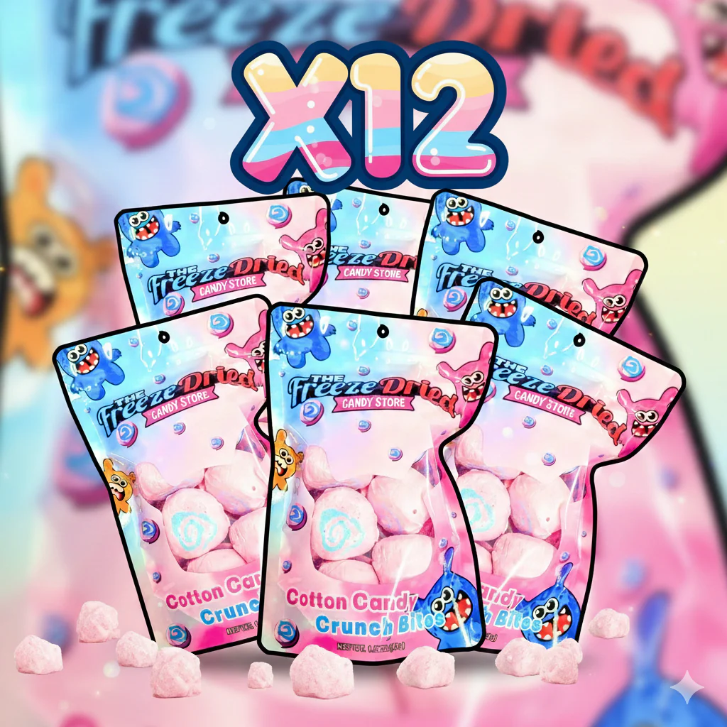 Cotton Candy Crunch Bites - Crunchy Cotton Candy - x12 Bag Bundle- Freeze Dried - The Freeze Dried Candy Store